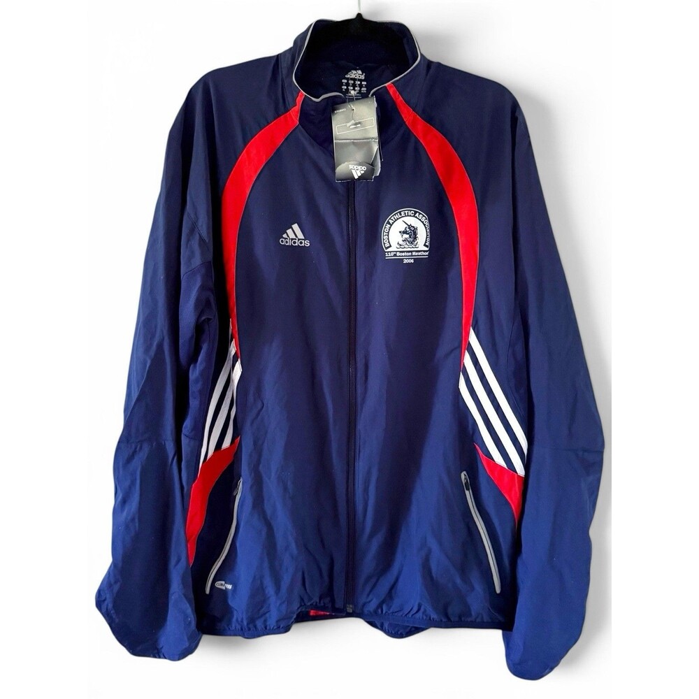 April 2006 Adidas 110th B.A.A. BOSTON MARATHON Size XL Running Jacket BLUE RED